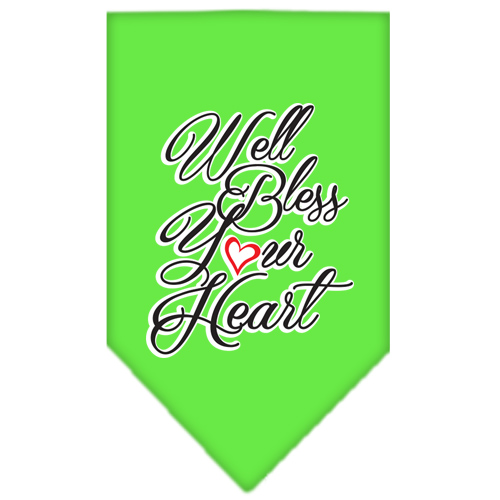 Well Bless Your Heart Screen Print Bandana Lime Green Large